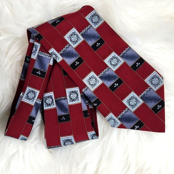 Town Craft, Men's Burgandy, gray & black Tie, - Picture 2 of 5